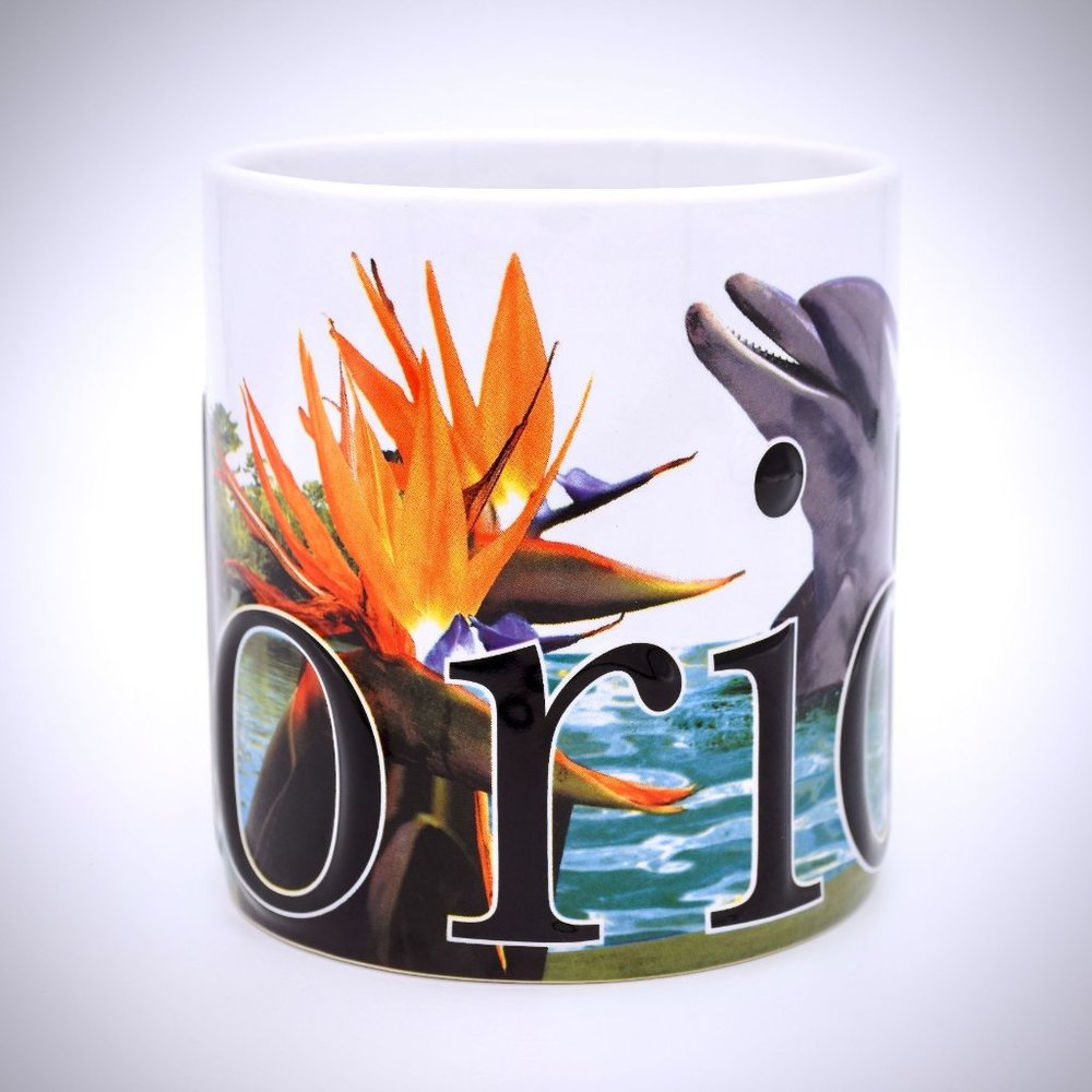 Florida Colorful 3D Stoneware Mug Americaware Alligator Bird Paradise Dolphin